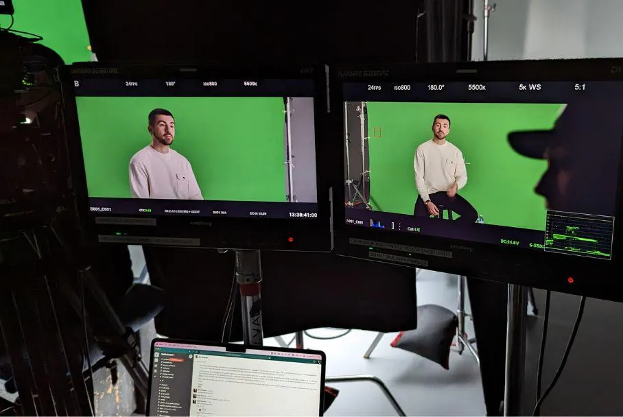 Green screen shoot behind the scenes